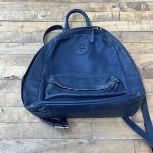 Tory Burch Thea Mini Backpack Blue Pebbled Leather